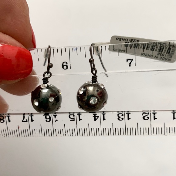 NWT J Crew Studded Ball Drop Earrings Fish hook - Picture 4 of 4